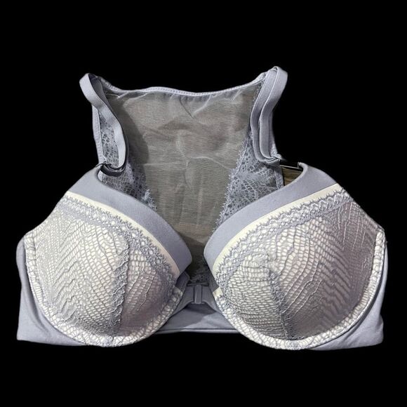 Victoria’s Secret Body Lined Demi mesh Racerback front close light blue bra - Picture 2 of 8